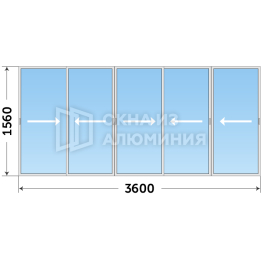 Большое окно для балкона или лоджии с долгосрочной эксплуатацией AL-422